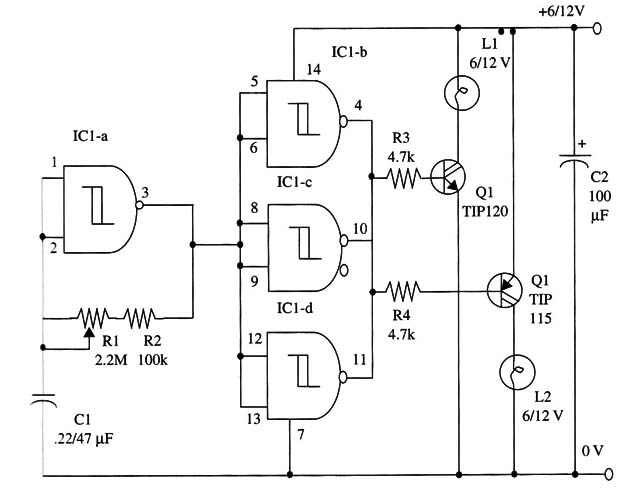 Figure 1 – Schematics for the flasher
Figure 1 – Schematics for the flasher