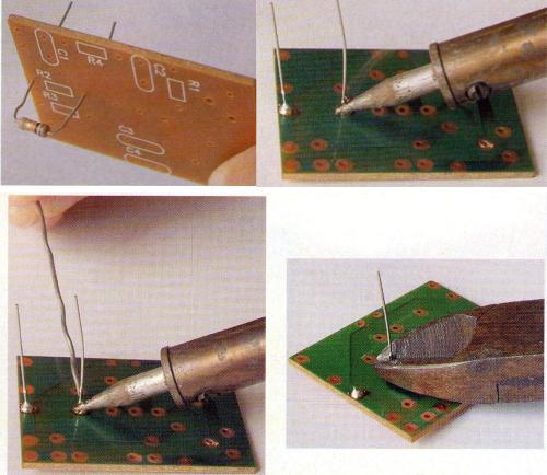 Figure 4 - Attaching the components, welding and after cutting the excess of the terminals.
