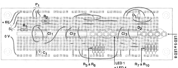 Figure 4 - Assembly of the counter on a protoboard.
