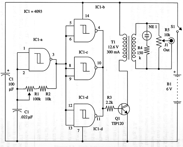 Figure 1 – Schematics for the nerve stimulator
Figure 1 – Schematics for the nerve stimulator