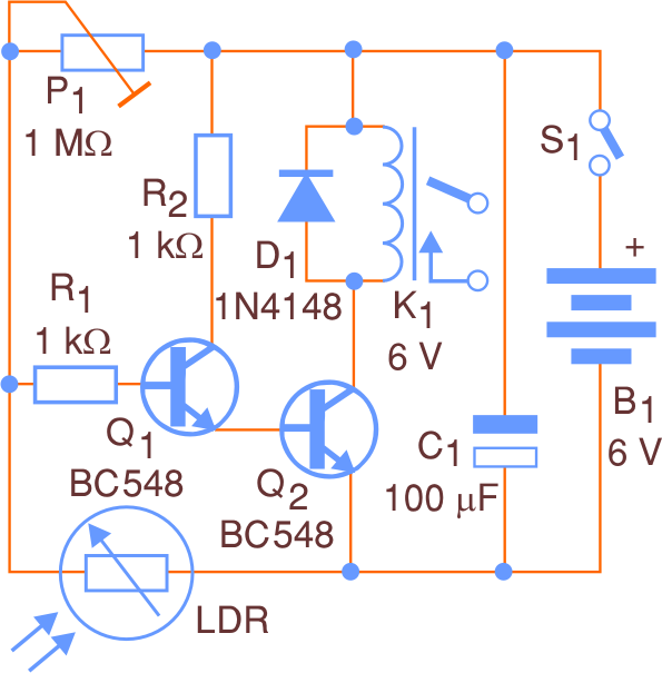 Figure 1 - Complete diagram of the photoelectric relay
