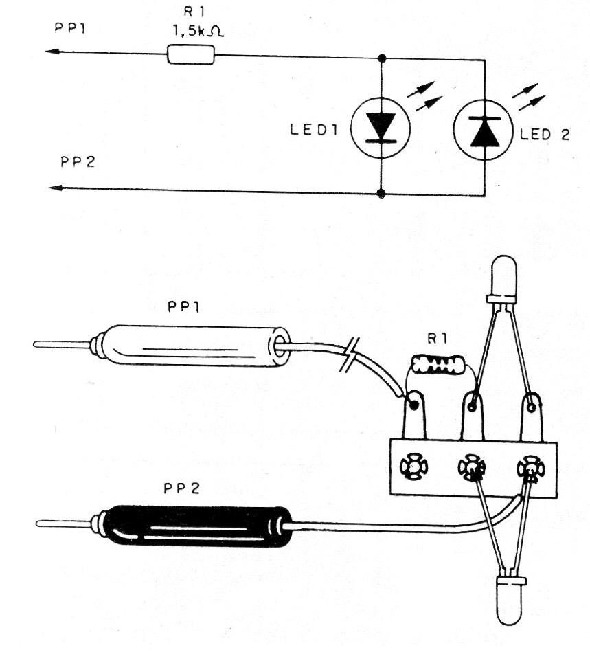 Figure 1 - Diagram and assembly of polarity indicator Figure 1 - Diagram and assembly of polarity indicator