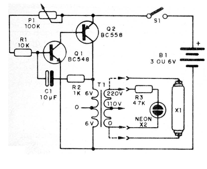 Figure 1 - Fluorescent neon flasher diagram Figure 1 - Fluorescent neon flasher diagram