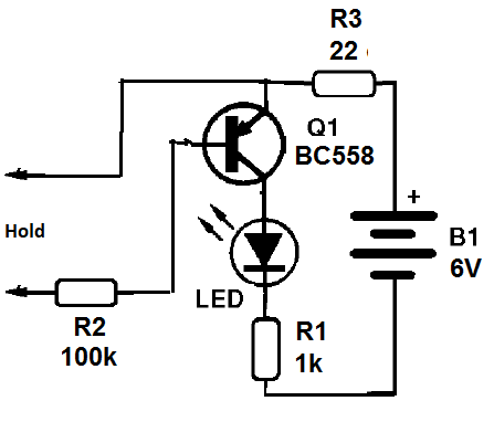 Figure 2 - Touch switch circuit with NPN transistor
