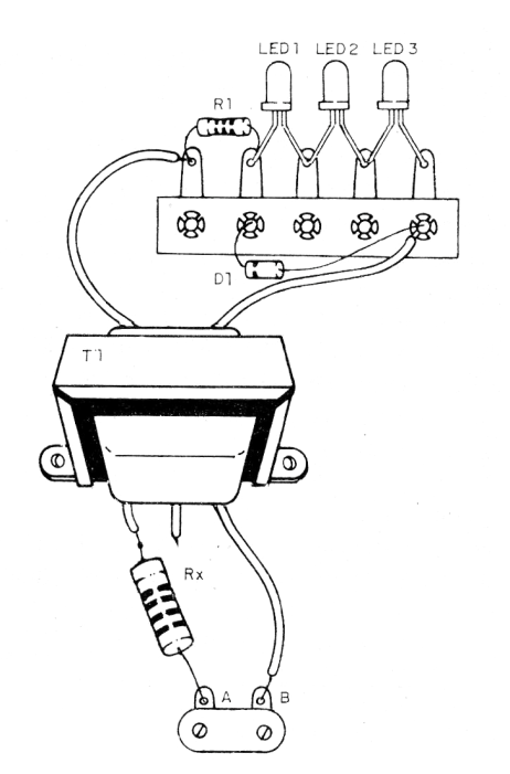 Figure 2 - Mounting using a terminal strip and 3 LED. Figure 2 - Mounting using a terminal strip and 3 LED.